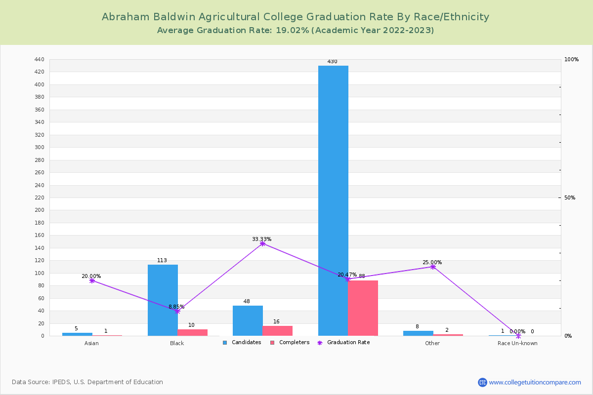 Abraham Baldwin Agricultural College graduate rate by race