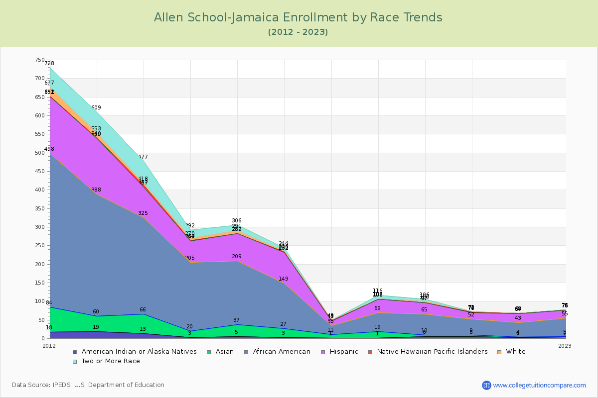 Allen School-Jamaica Enrollment by Race Trends Chart