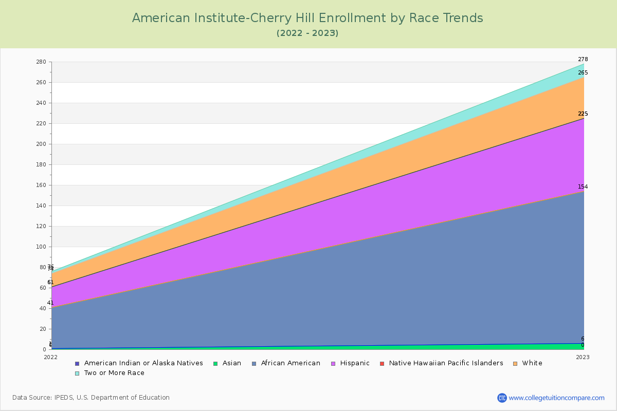 American Institute-Cherry Hill Enrollment by Race Trends Chart