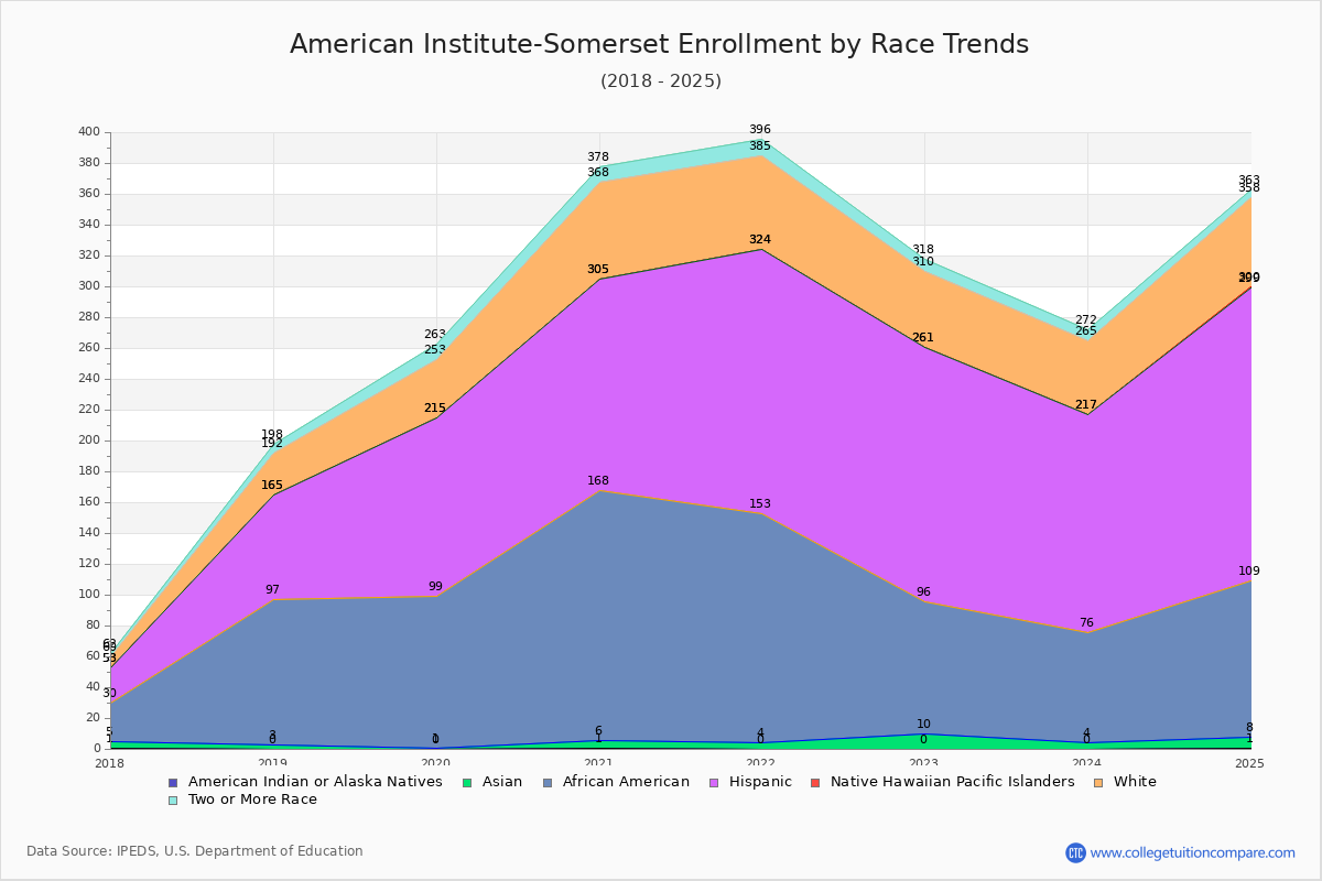 American Institute-Somerset Enrollment by Race Trends Chart