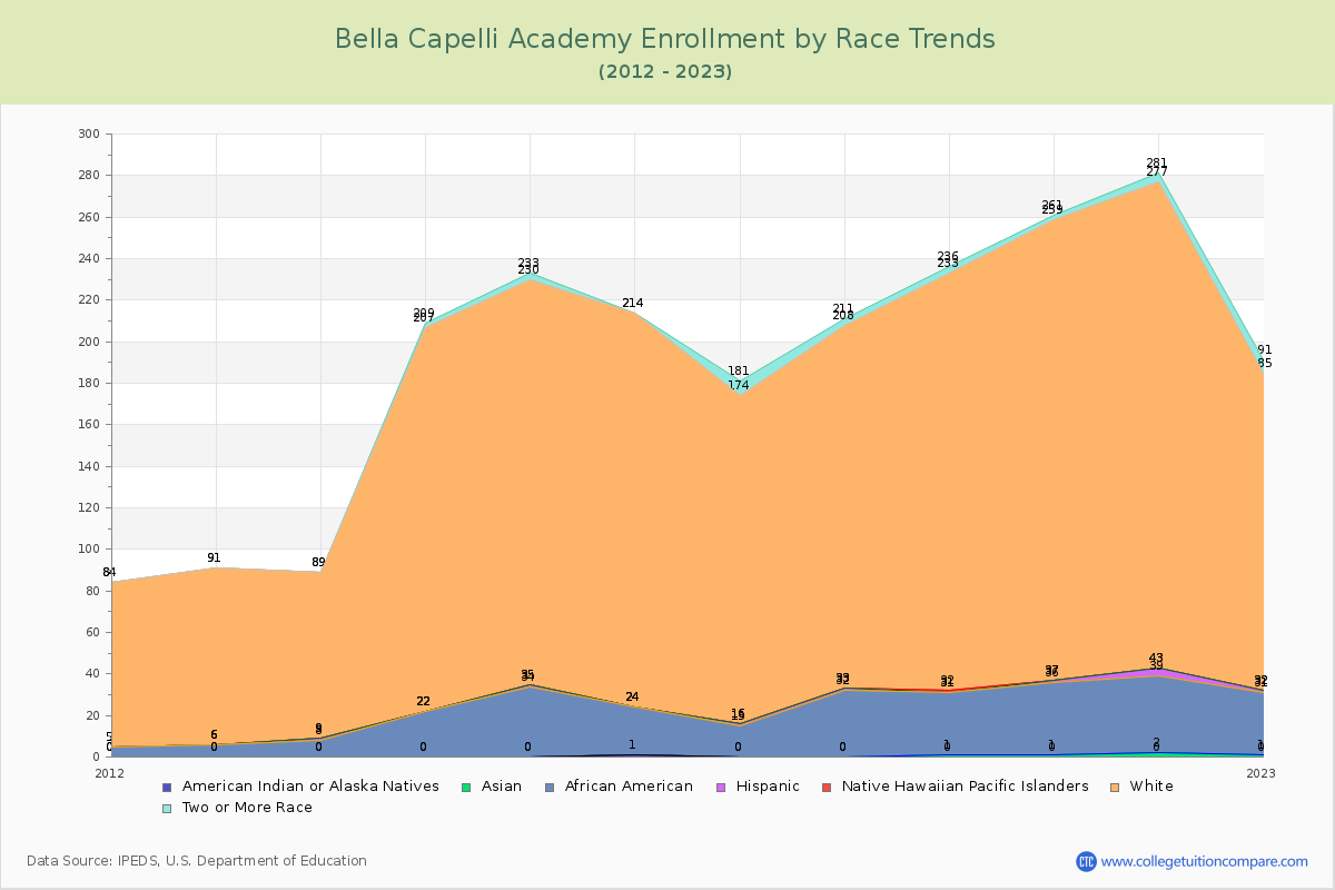 Bella Capelli Academy Enrollment by Race Trends Chart
