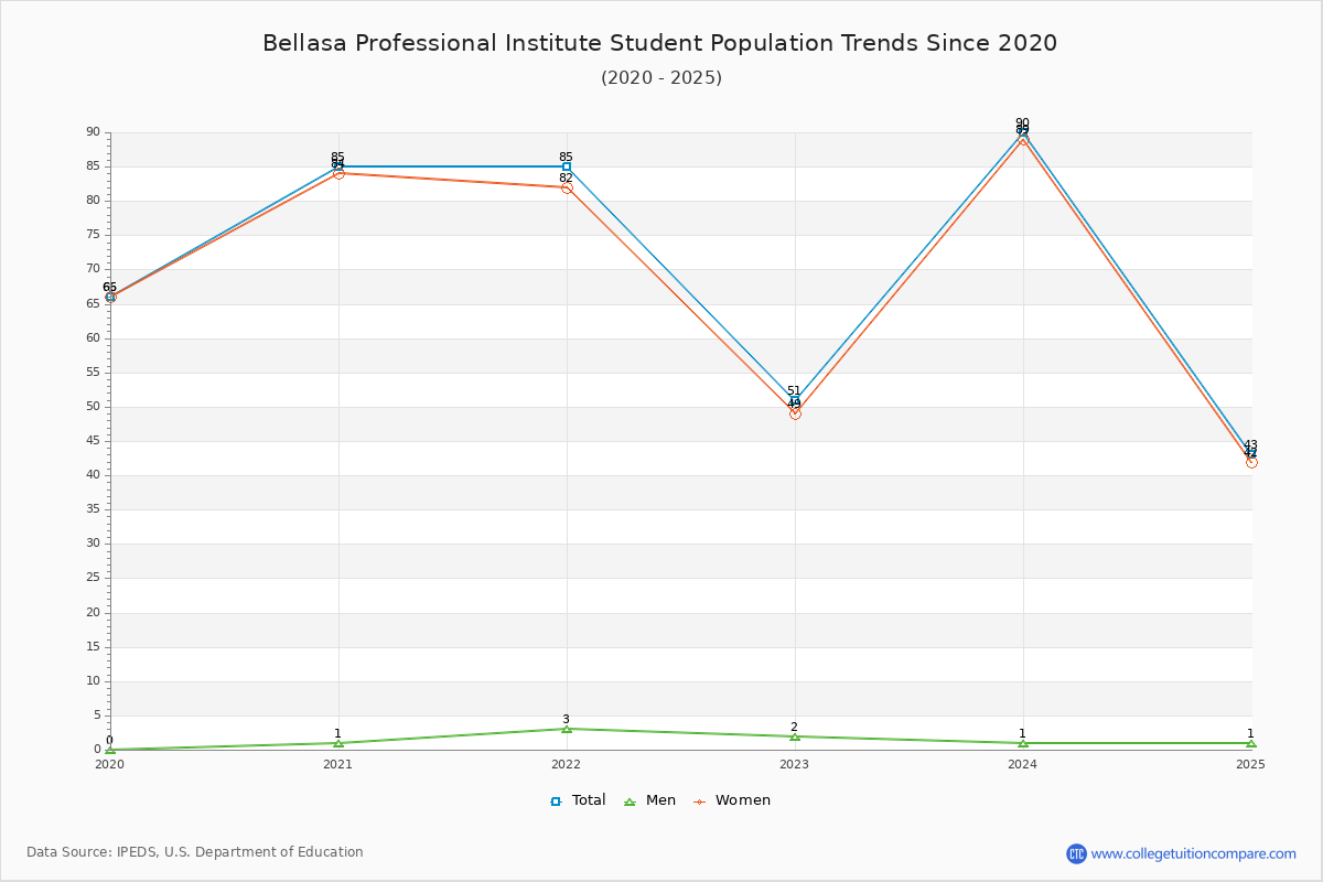 Bellasa Professional Institute Enrollment Trends Chart