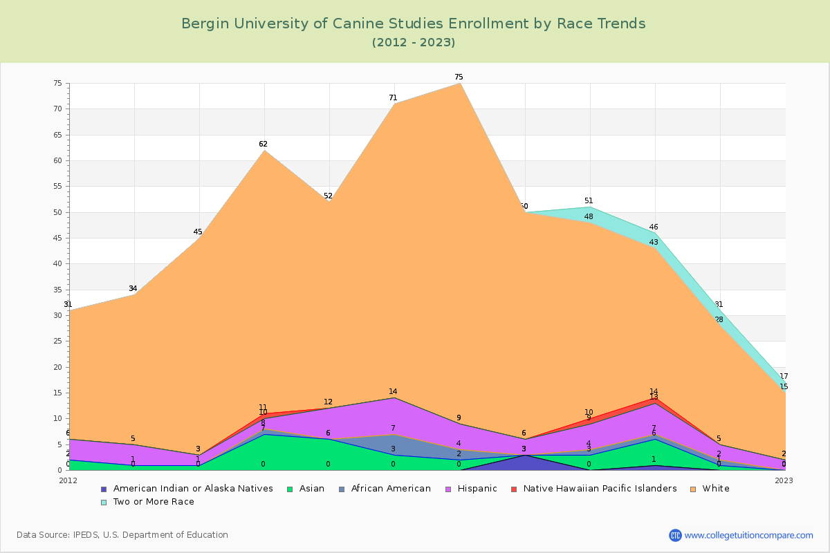 Bergin University of Canine Studies Enrollment by Race Trends Chart