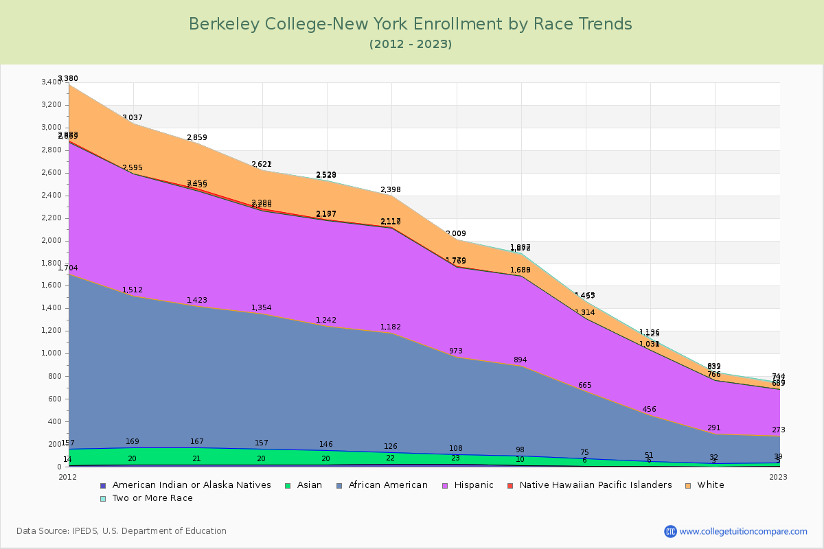 Berkeley College-New York Enrollment by Race Trends Chart