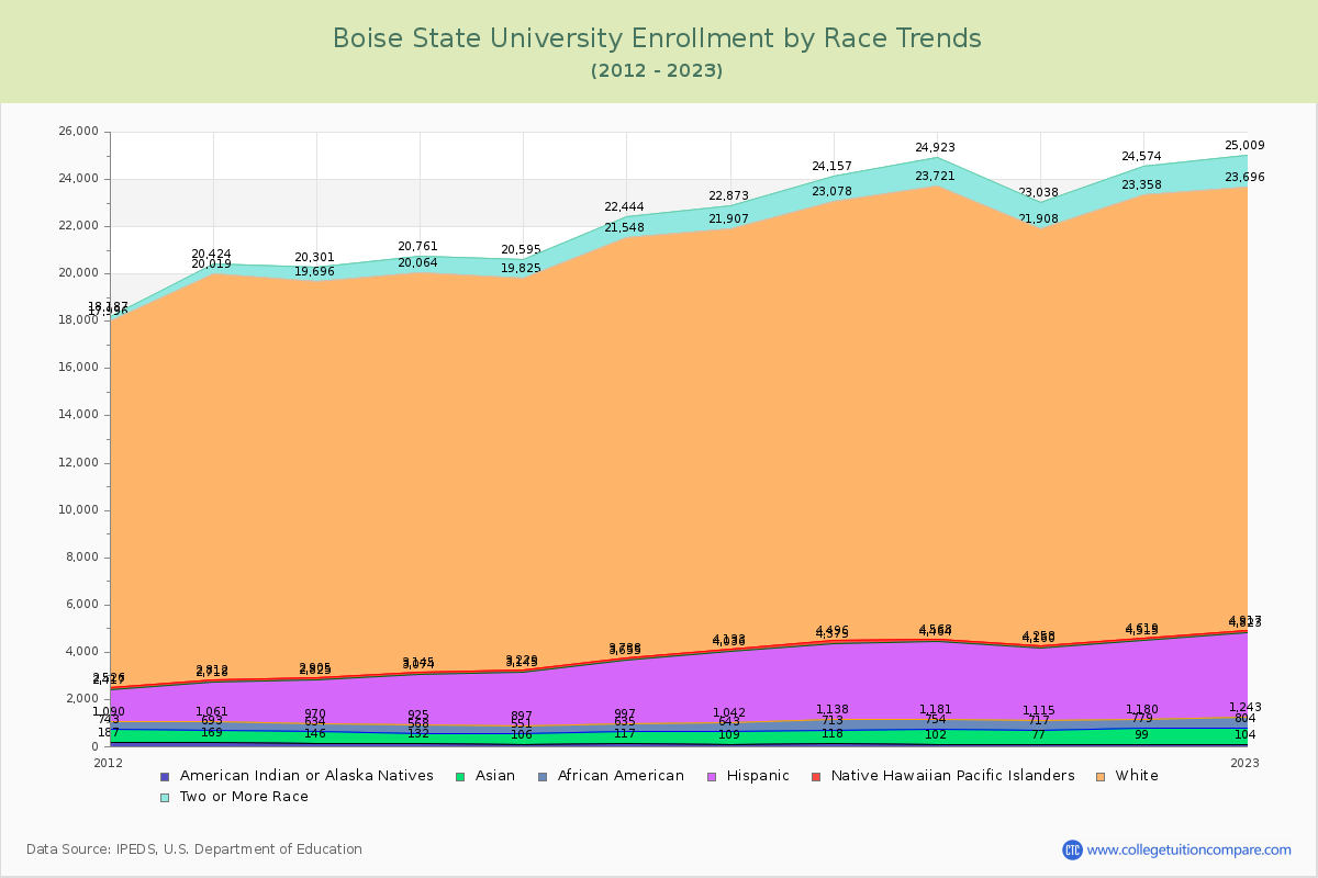 Boise State University Enrollment by Race Trends Chart