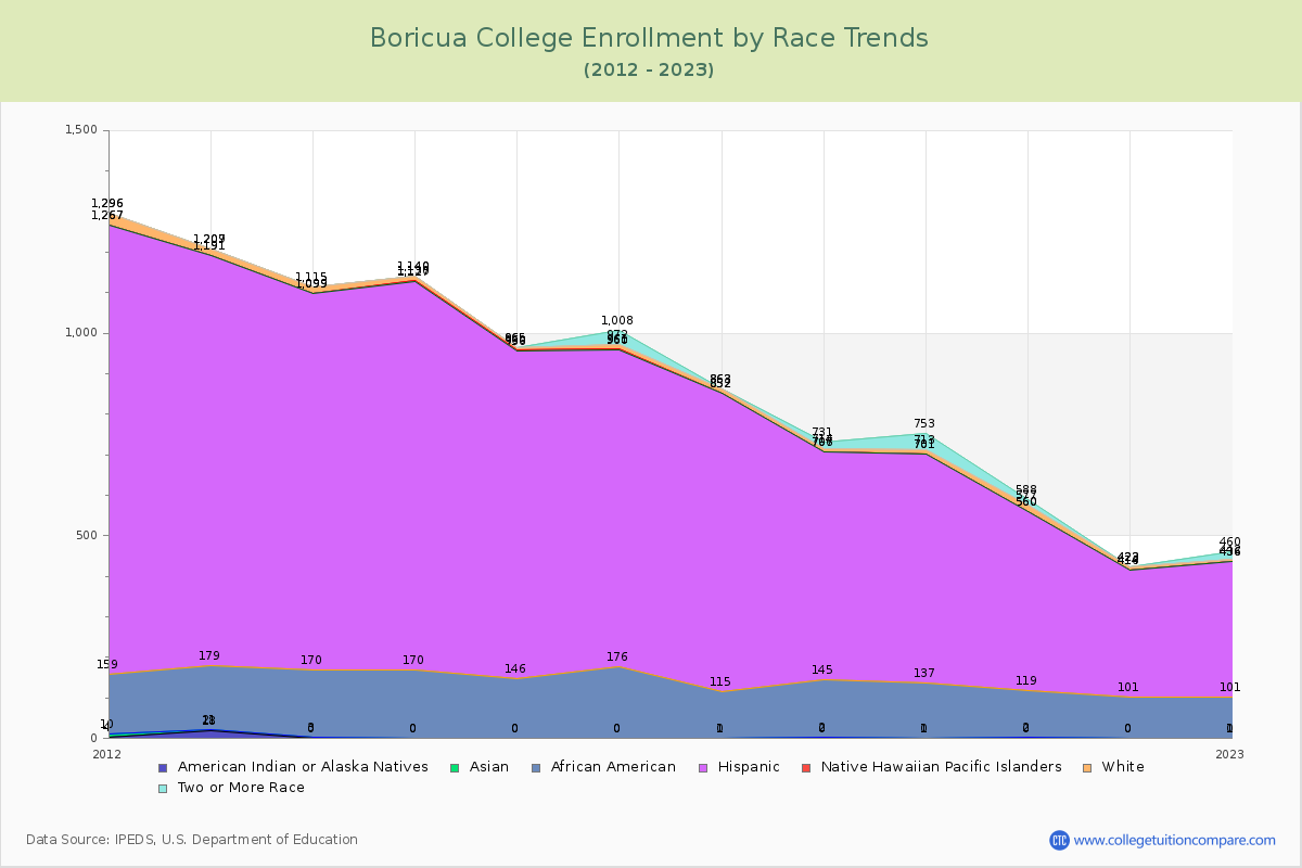 Boricua College Enrollment by Race Trends Chart