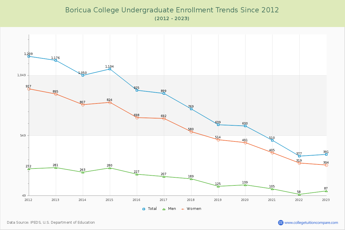 Boricua College Undergraduate Enrollment Trends Chart