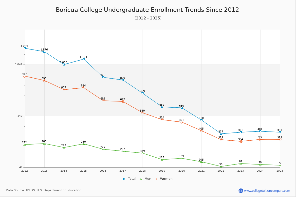 Boricua College Undergraduate Enrollment Trends Chart