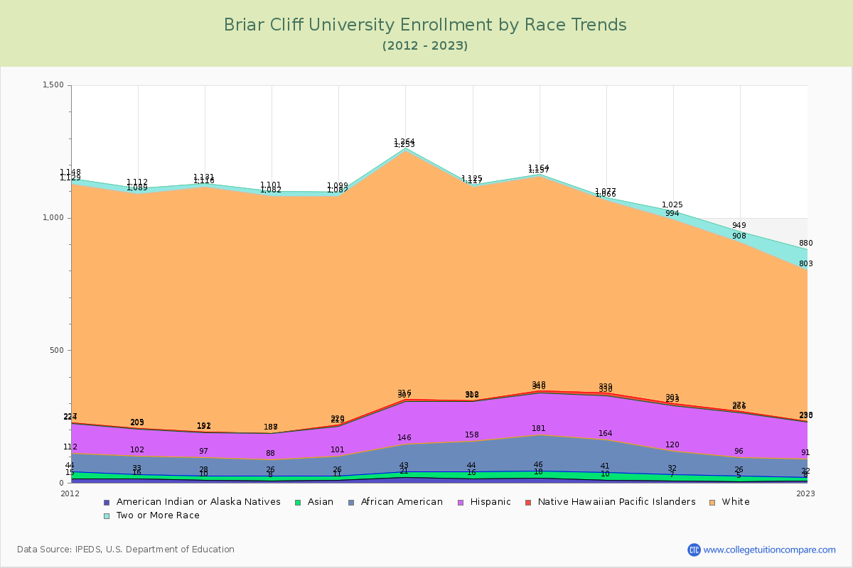 Briar Cliff University Enrollment by Race Trends Chart