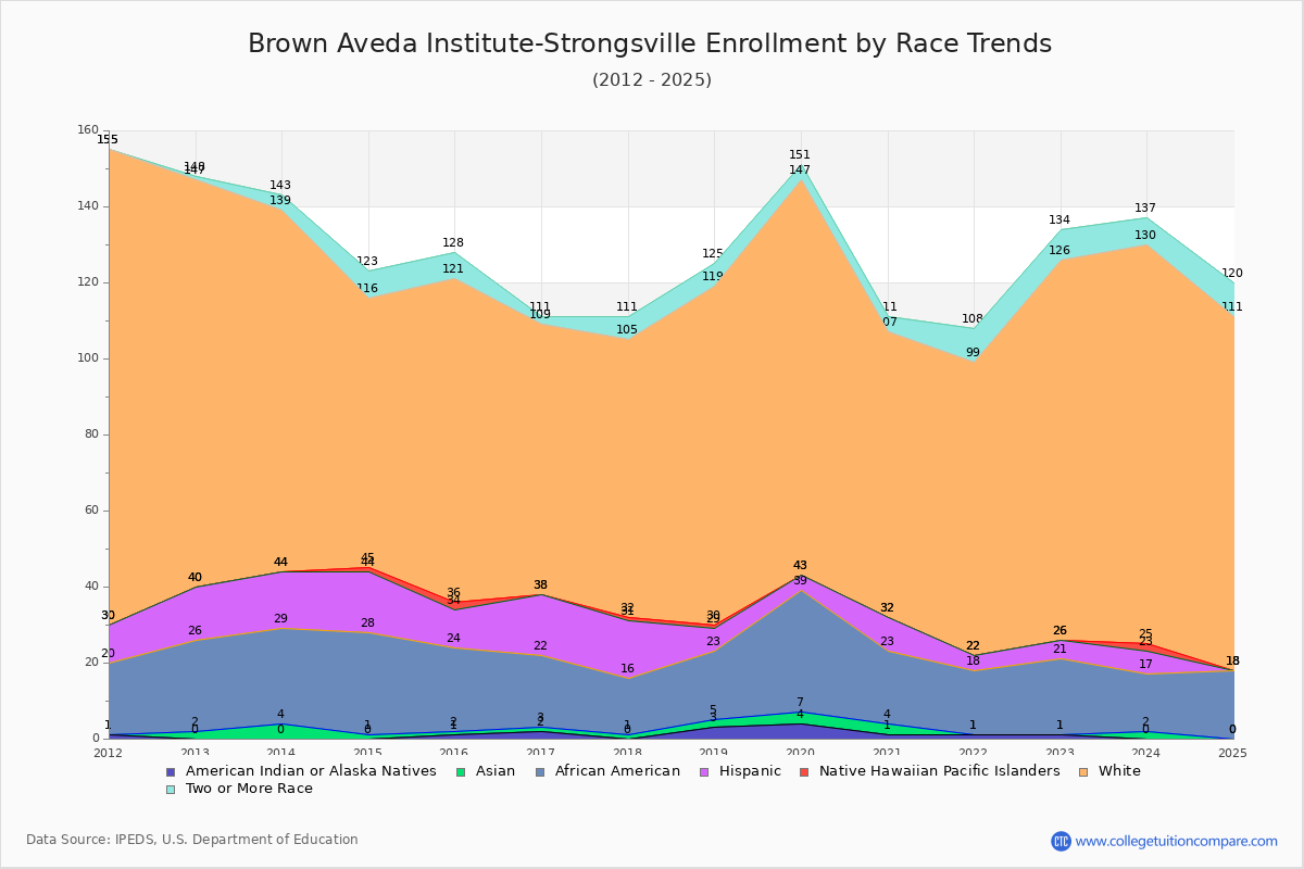 Brown Aveda Institute-Strongsville Enrollment by Race Trends Chart