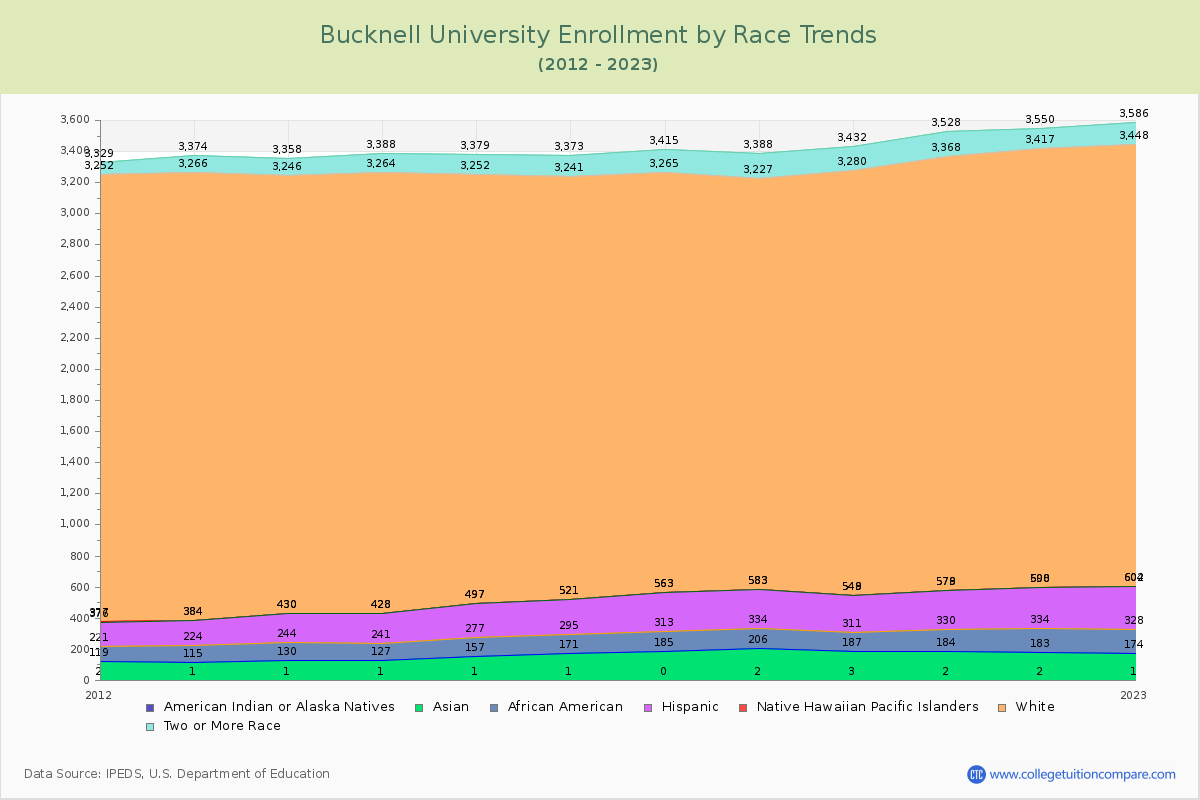 Bucknell University Enrollment by Race Trends Chart