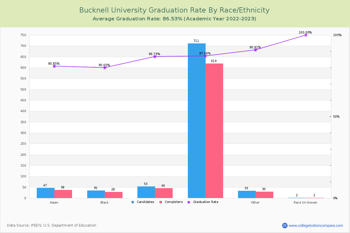 Bucknell University graduate rate by race