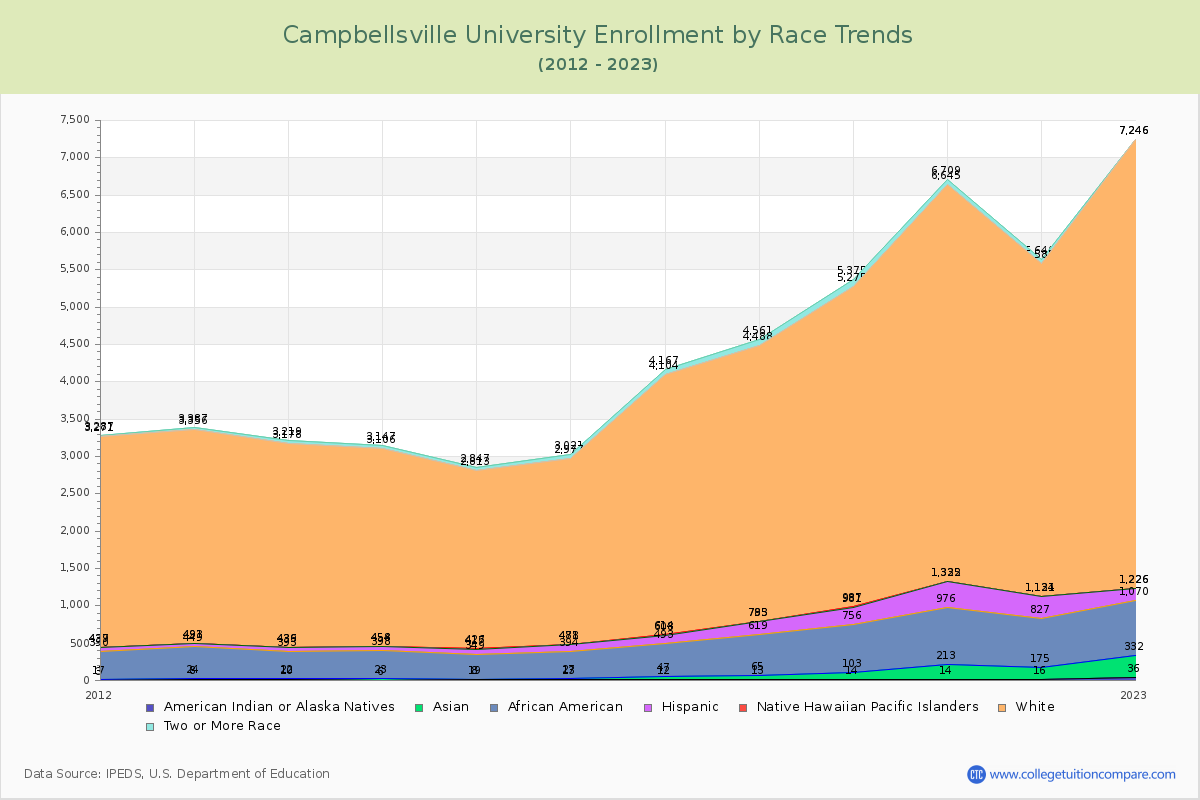 Campbellsville University Enrollment by Race Trends Chart