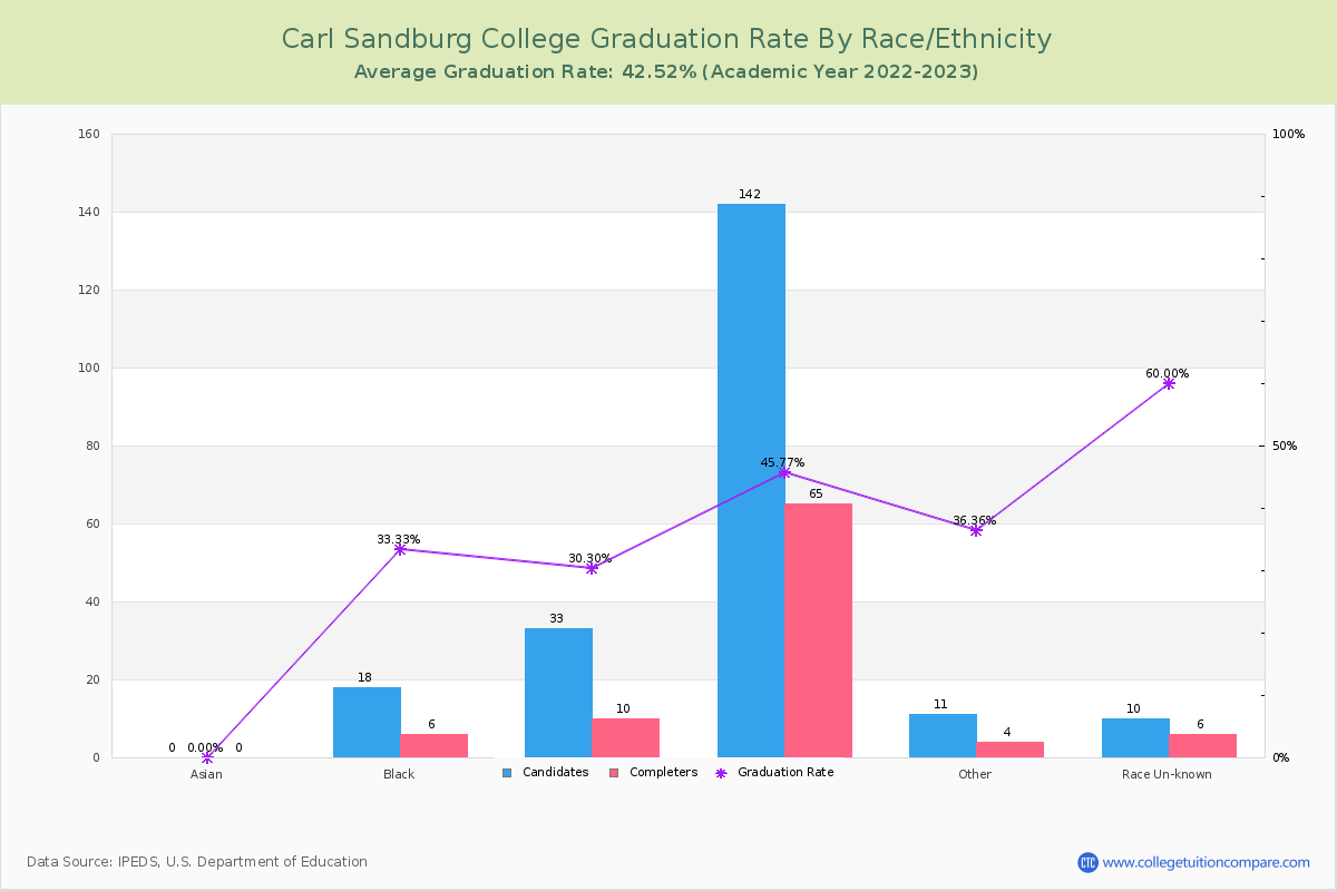 Carl Sandburg College graduate rate by race