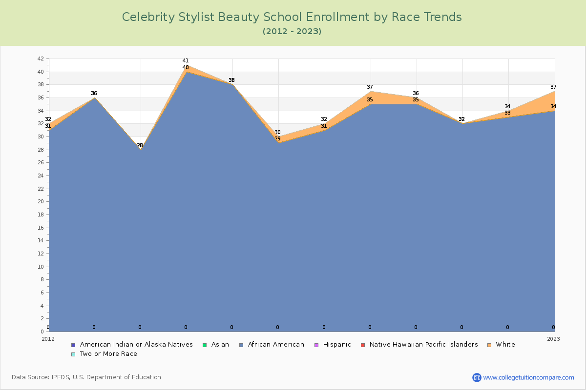 Celebrity Stylist Beauty School Enrollment by Race Trends Chart