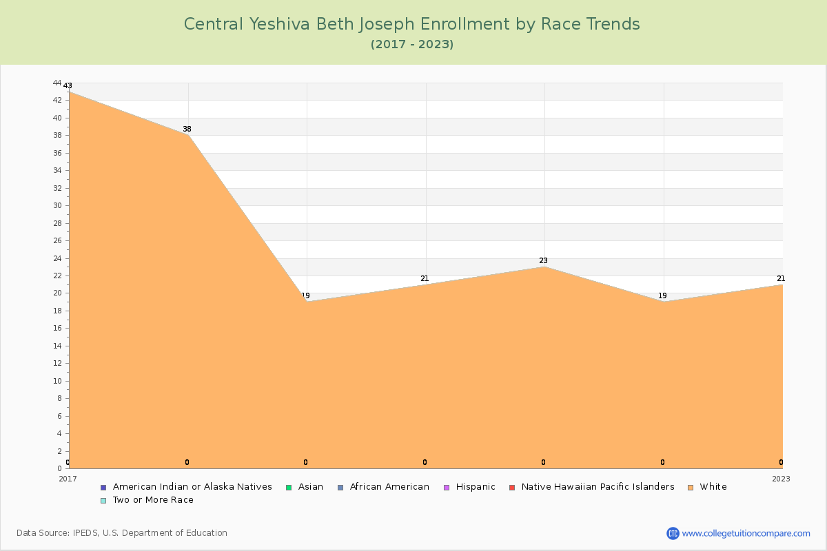 Central Yeshiva Beth Joseph Enrollment by Race Trends Chart