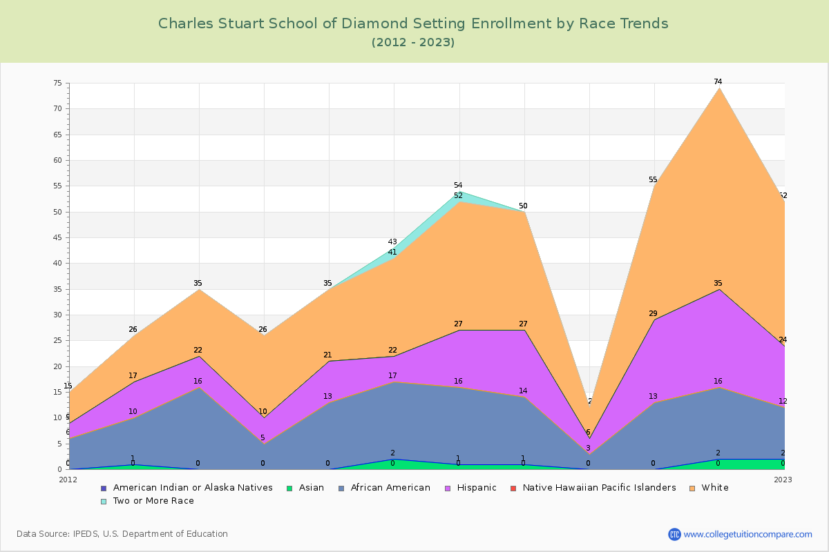 Charles Stuart School of Diamond Setting Enrollment by Race Trends Chart