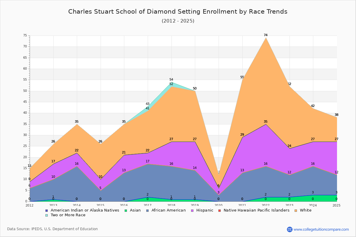 Charles Stuart School of Diamond Setting Enrollment by Race Trends Chart