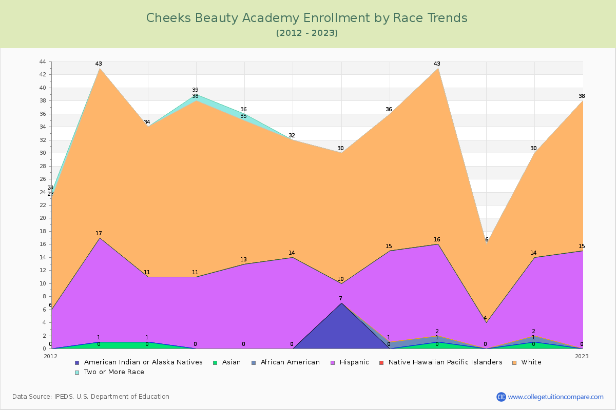 Cheeks Beauty Academy Enrollment by Race Trends Chart