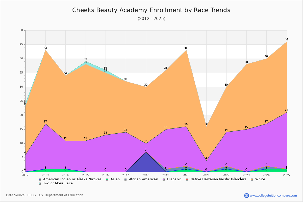 Cheeks Beauty Academy Enrollment by Race Trends Chart