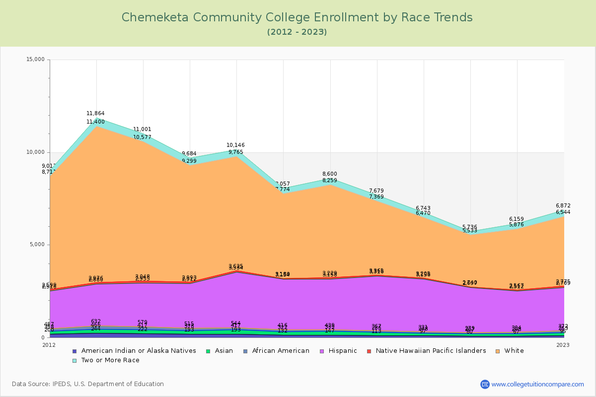 Chemeketa Community College Enrollment by Race Trends Chart