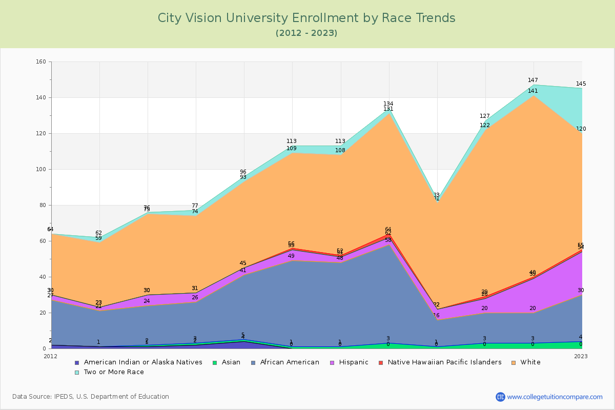 City Vision University Enrollment by Race Trends Chart