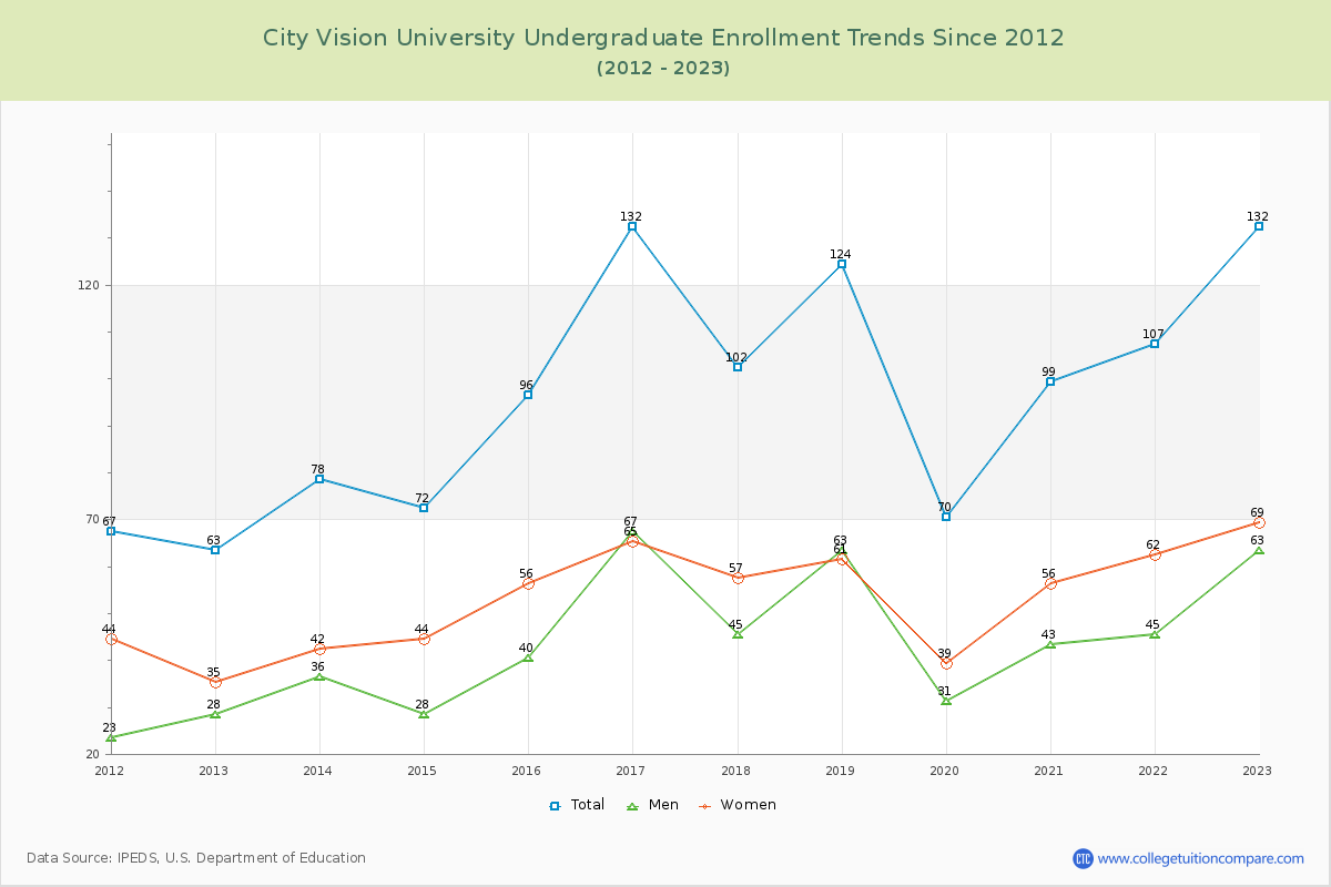 City Vision University Undergraduate Enrollment Trends Chart