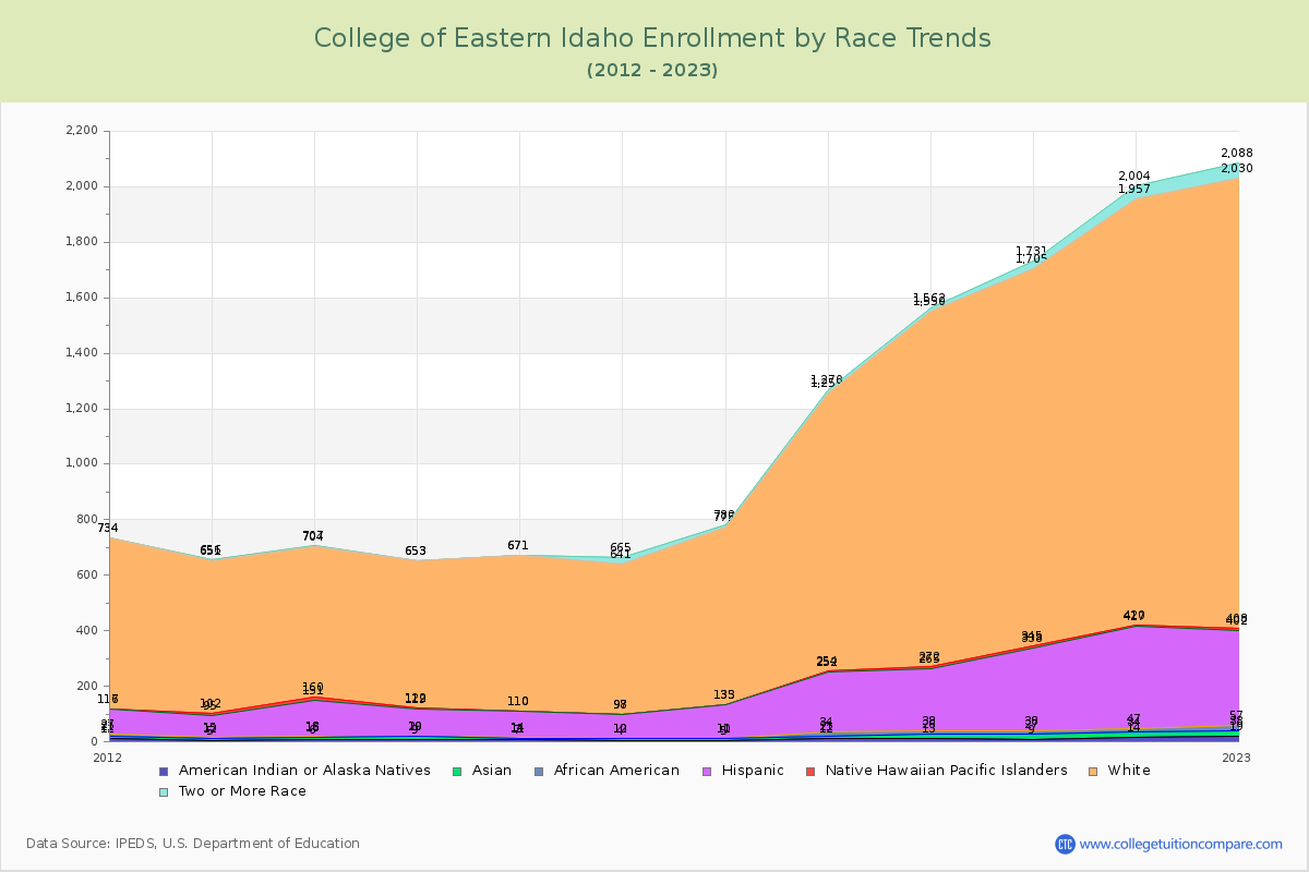 College of Eastern Idaho Enrollment by Race Trends Chart