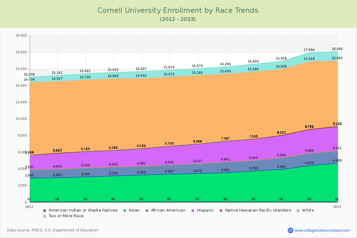 Cornell University Enrollment by Race Trends Chart