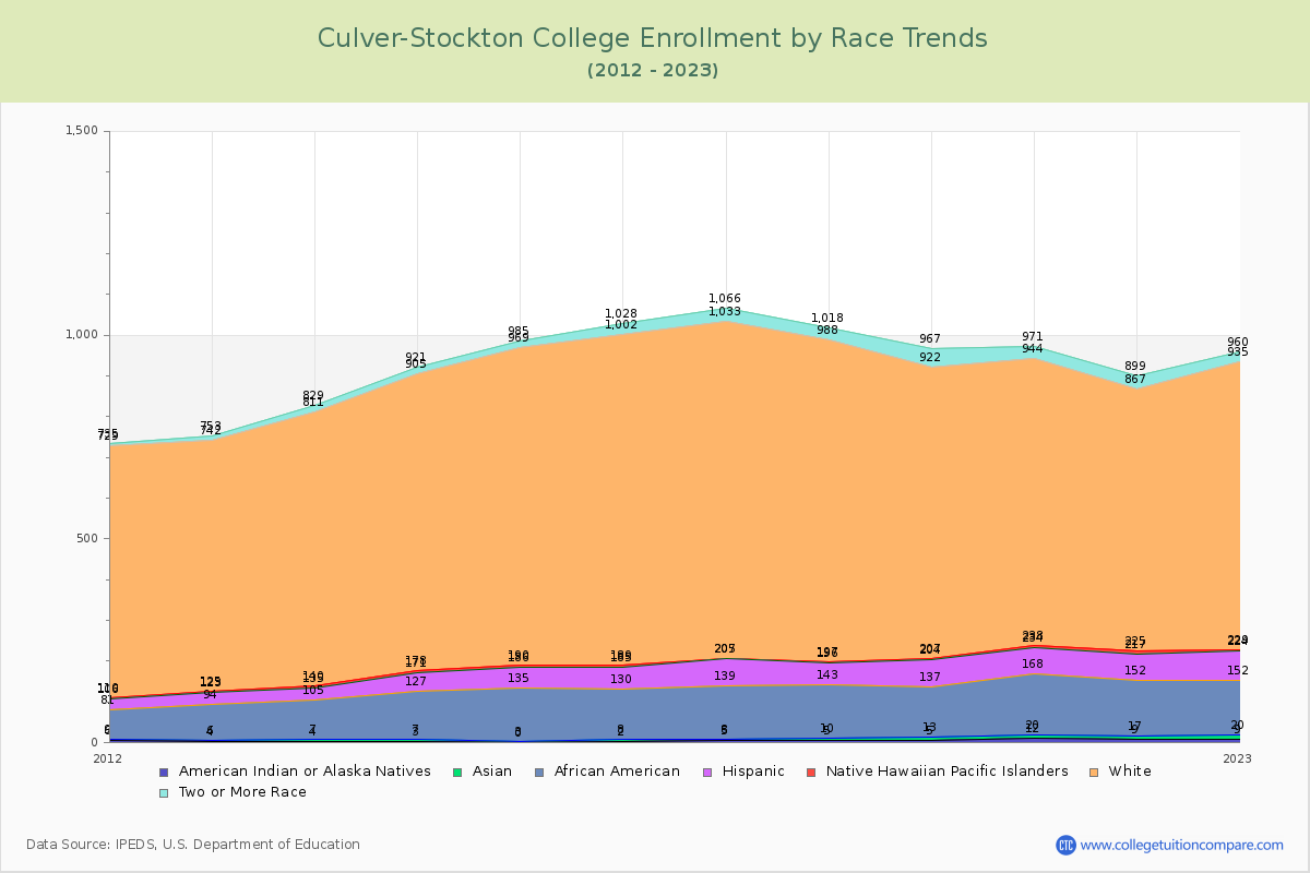 Culver-Stockton College Enrollment by Race Trends Chart