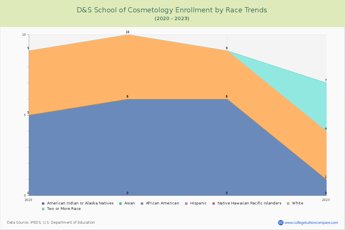 D&S School of Cosmetology Enrollment by Race Trends Chart