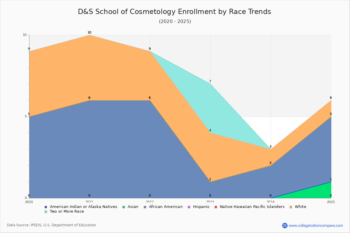 D&S School of Cosmetology Enrollment by Race Trends Chart