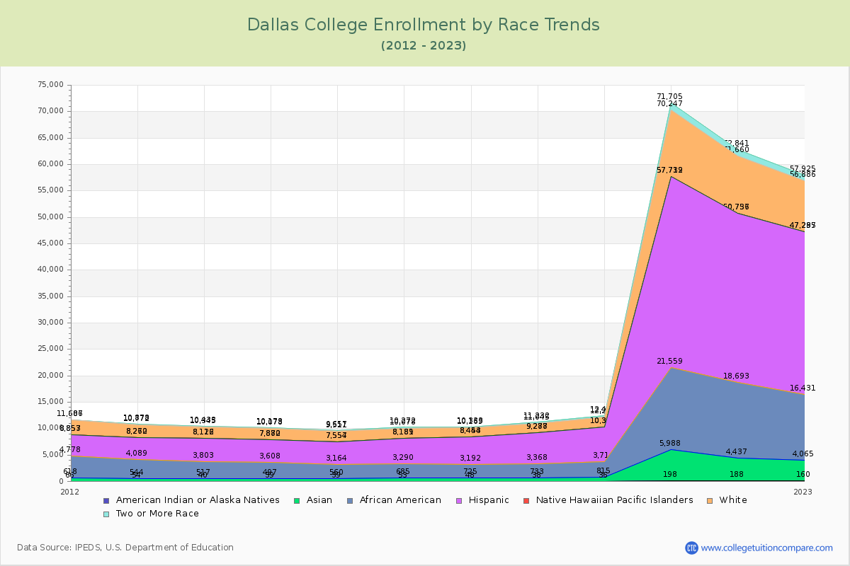 Dallas College Enrollment by Race Trends Chart