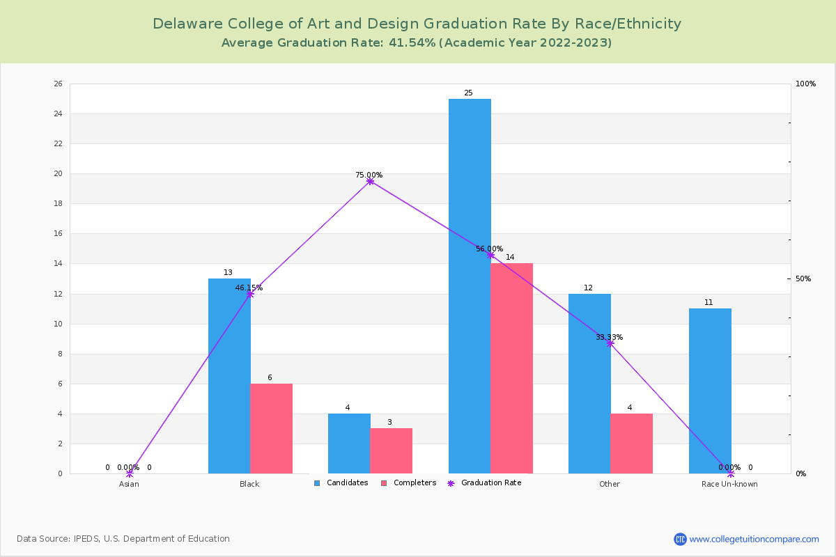 Delaware College of Art and Design graduate rate by race