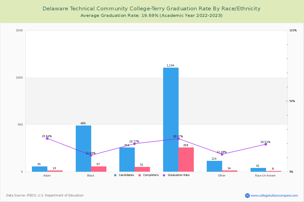 Delaware Technical Community College-Terry graduate rate by race
