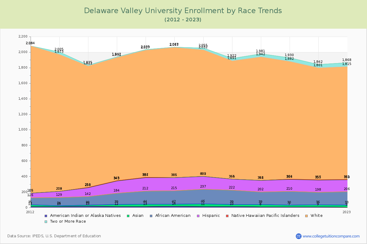 Delaware Valley University Enrollment by Race Trends Chart