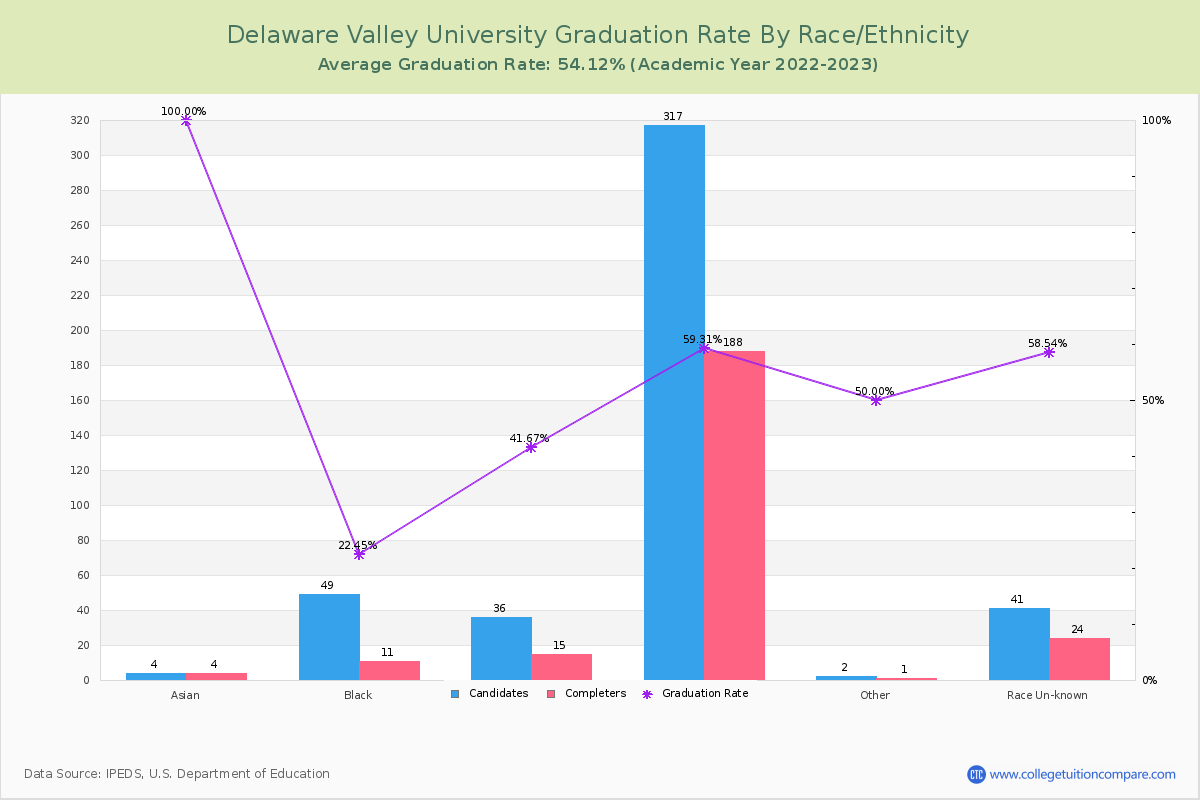 Delaware Valley University graduate rate by race