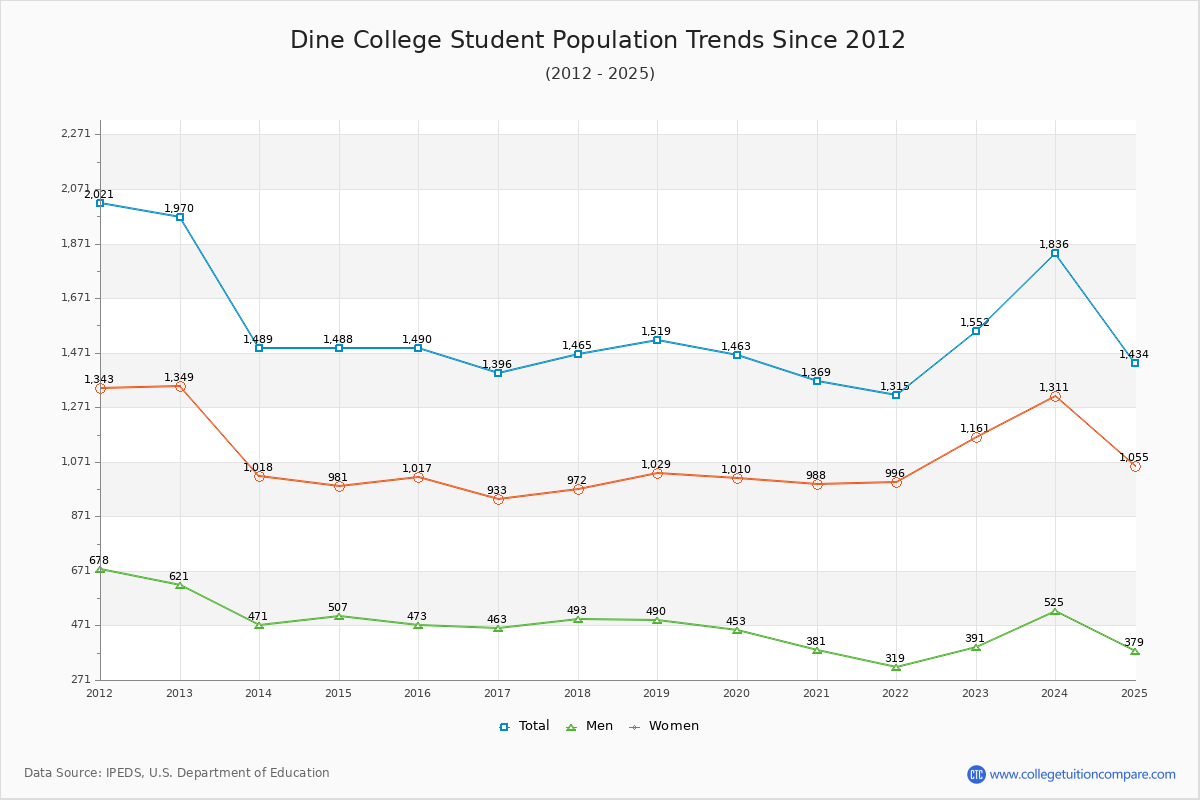 Dine College Enrollment Trends Chart