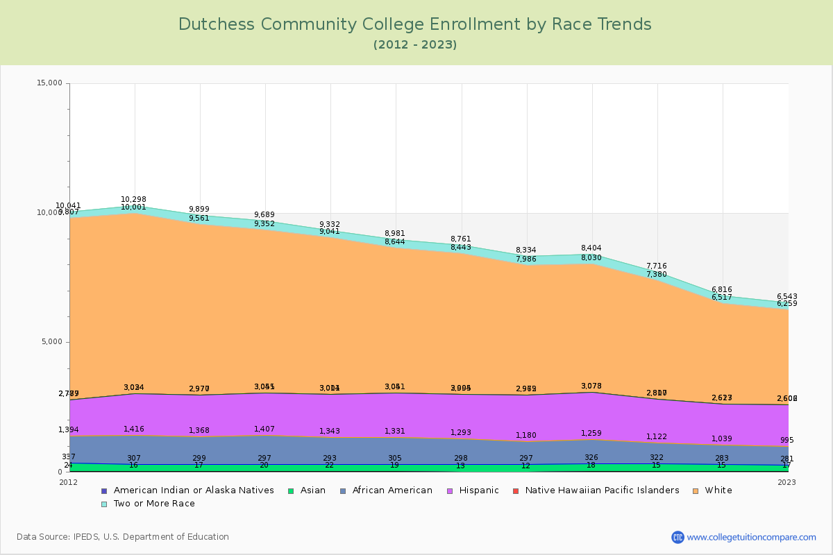 Dutchess Community College Enrollment by Race Trends Chart