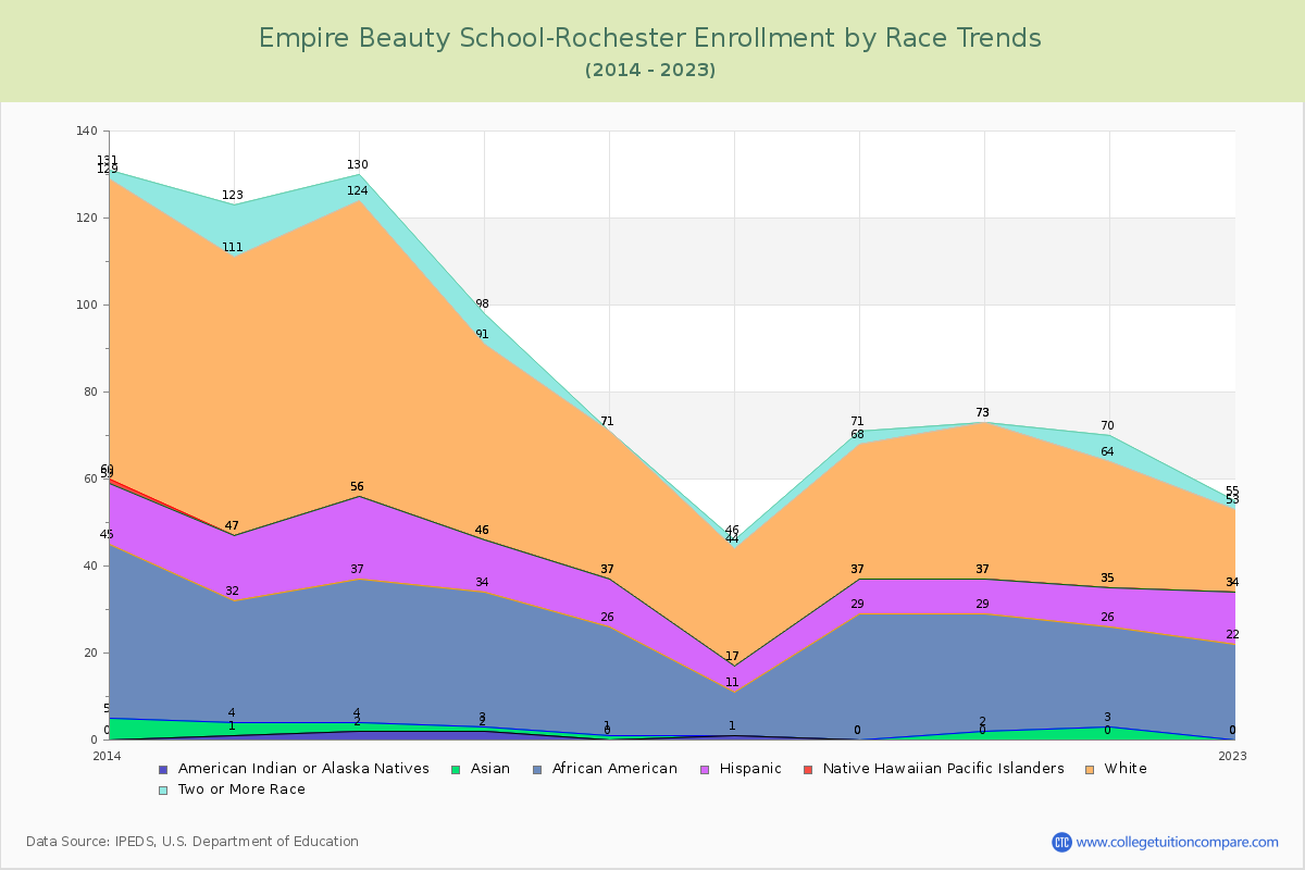 Empire Beauty School-Rochester Enrollment by Race Trends Chart