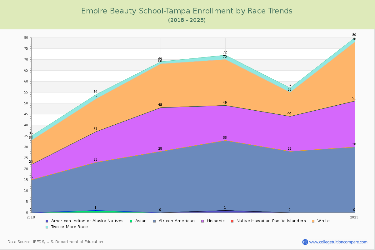 Empire Beauty School-Tampa Enrollment by Race Trends Chart