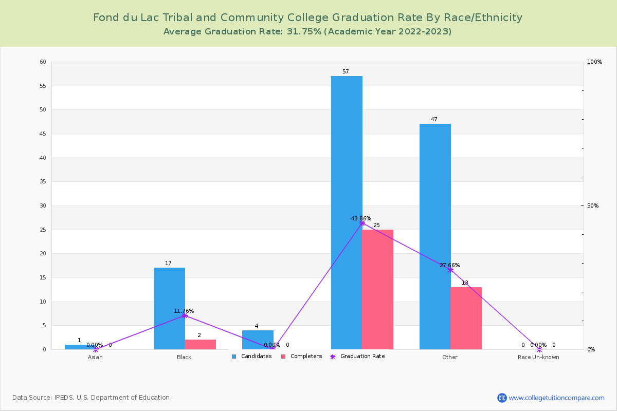 Fond du Lac Tribal and Community College graduate rate by race