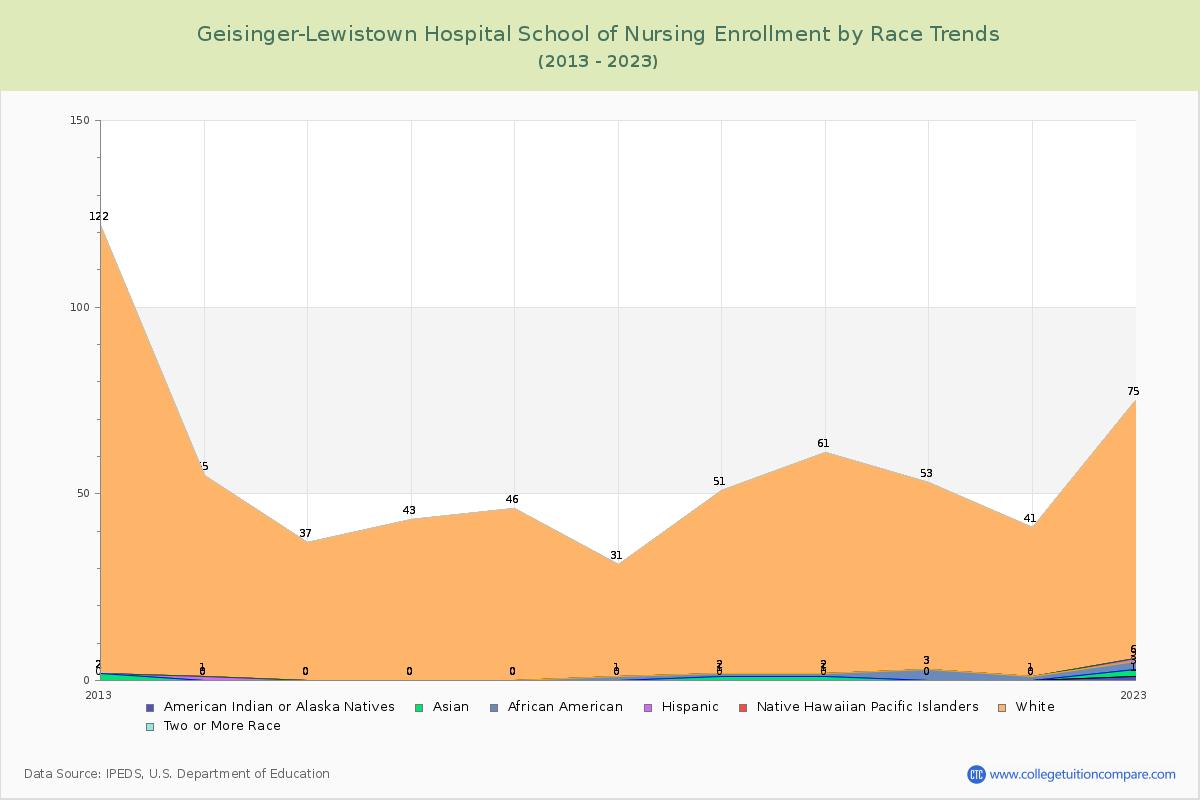 Geisinger-Lewistown Hospital School of Nursing Enrollment by Race Trends Chart