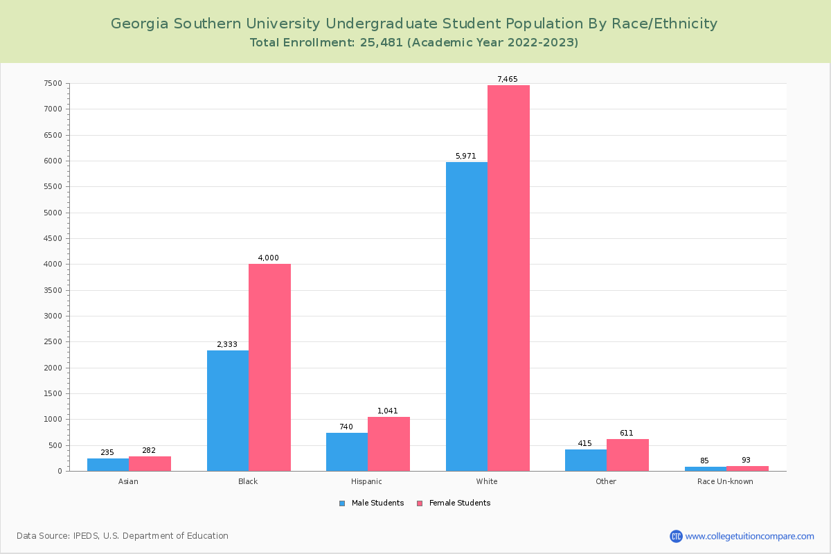 Georgia Southern University Undergraduate Student Population by Race