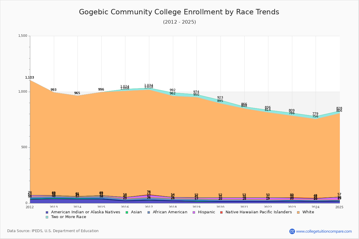 Gogebic Community College Enrollment by Race Trends Chart