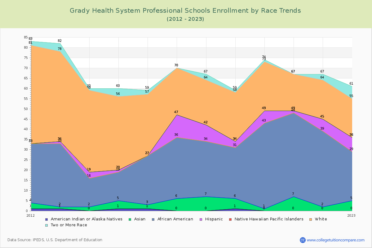 Grady Health System Professional Schools Enrollment by Race Trends Chart