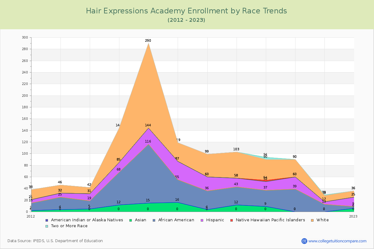 Hair Expressions Academy Enrollment by Race Trends Chart