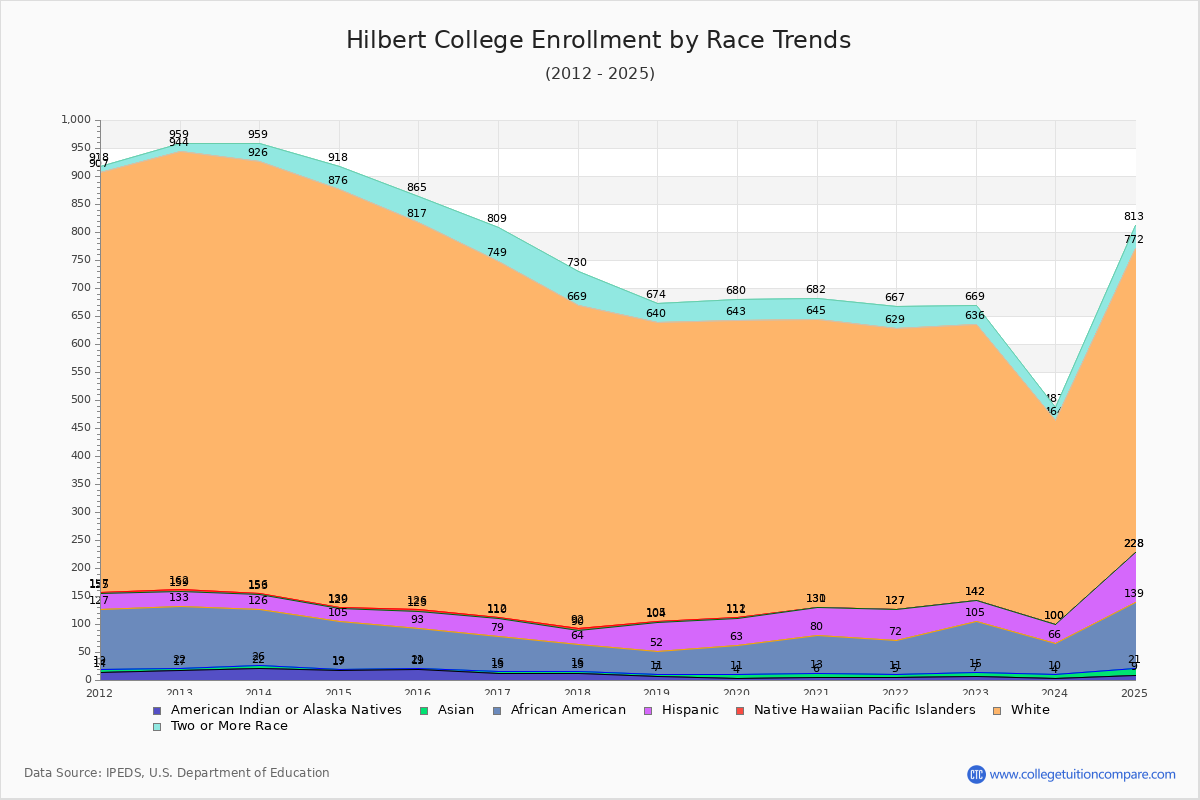 Hilbert College Enrollment by Race Trends Chart