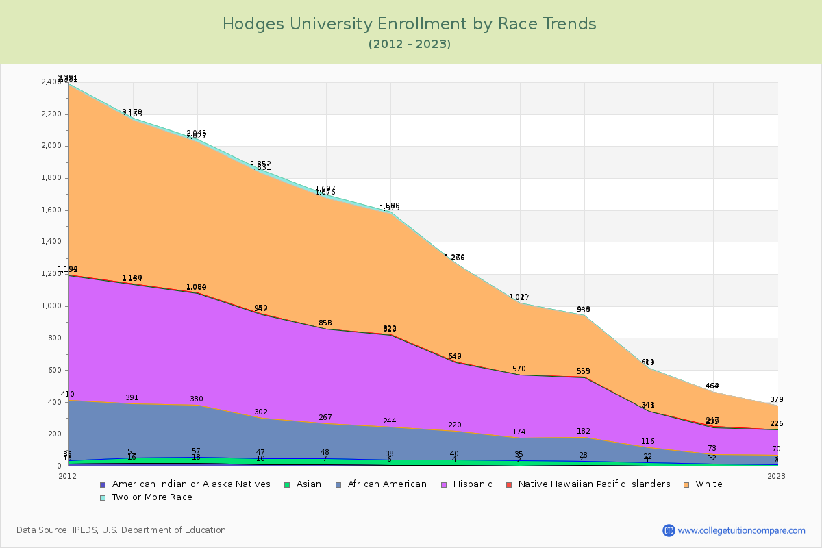 Hodges University Enrollment by Race Trends Chart