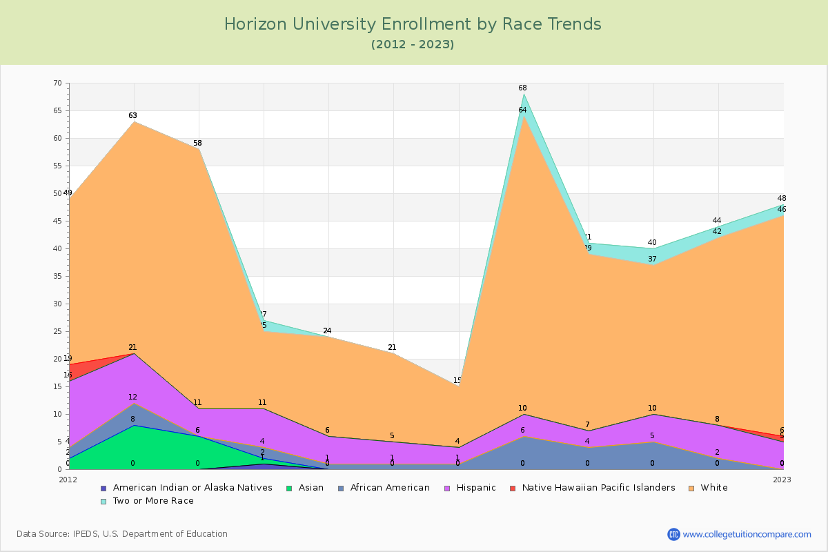 Horizon University Enrollment by Race Trends Chart